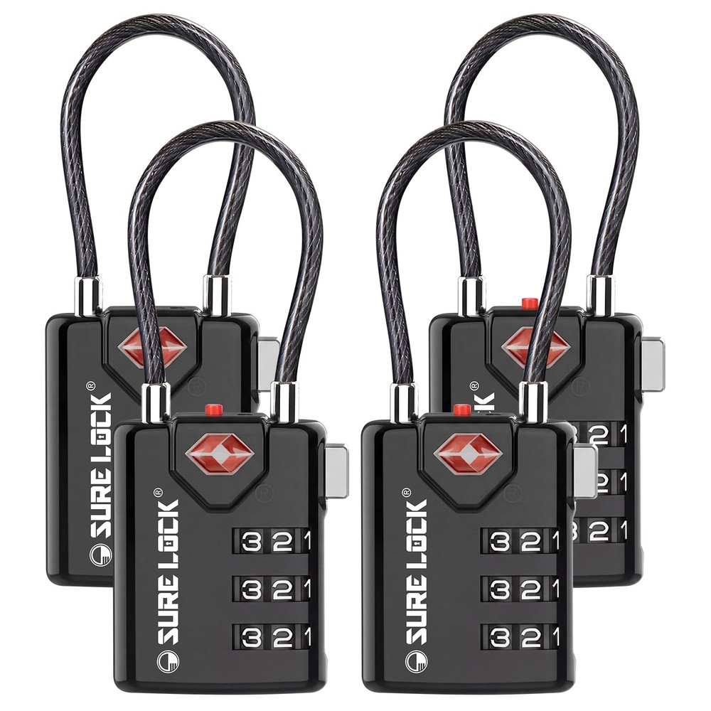 SURE LOCK TSA Approved Combination Luggage Locks with Open Alert Indicator – ...