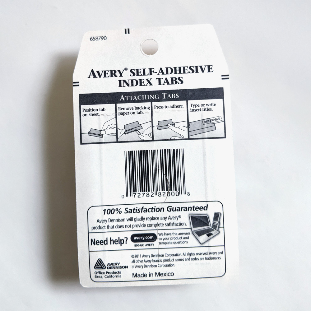 2 Packs Avery Index Tabs Writable Inserts 1-3/4" 1.75" Multicolor Assorted 20/Pk