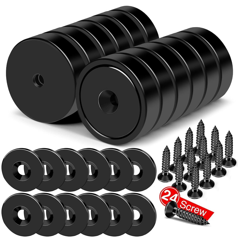 12-Pack Heavy-Duty Neodymium Cup Magnets - 70 lbs+ Pull Force, Easy Mounting