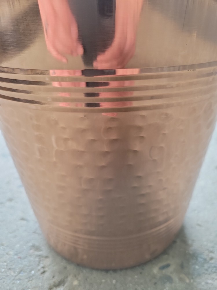Copper Hammered Wine Cooler Bucket. Copper Plated, 5 Quart