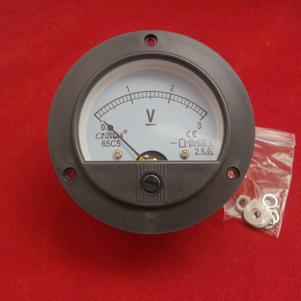 2PCS DC 0-3V Round Analog Voltmeter Voltage Panel Meter Dia.90mm direct Connect