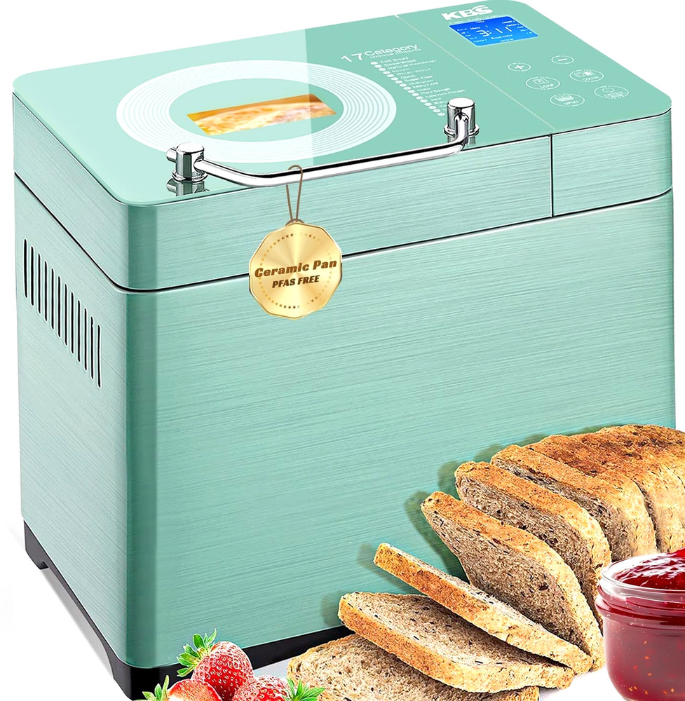Bread Maker Dual Heaters,2.2LB Bread Machine with Healthy Ceramic Pan & Auto,