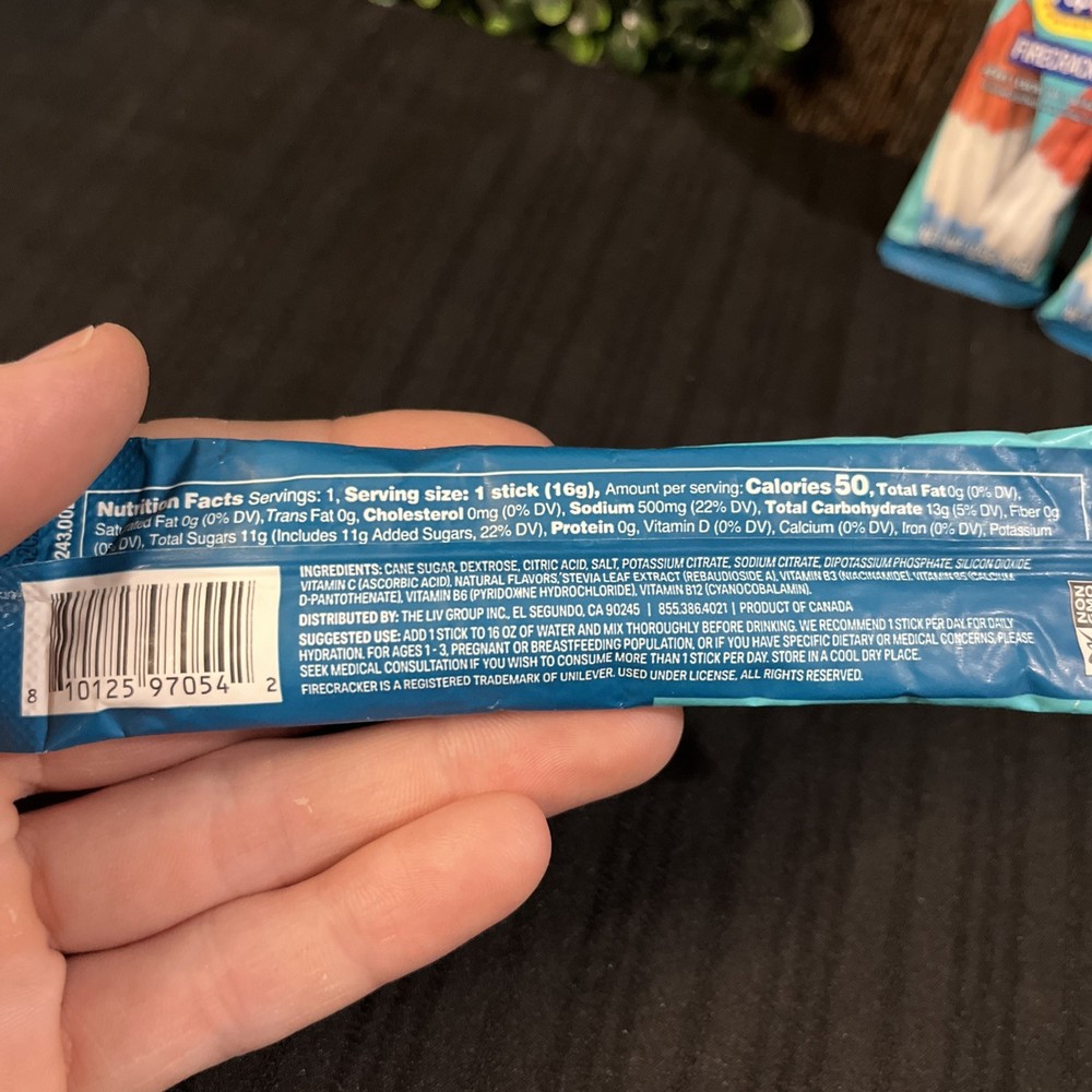 Liquid I.V. Hydration Multiplier Electrolyte Drink Mix Popsicle Firecracker 0.56