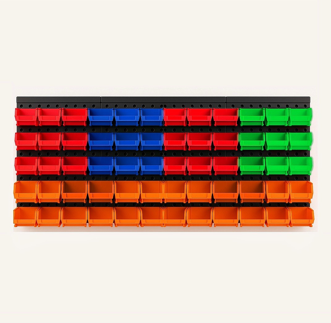 Garage Workshop Organizer Wall-Mounted Parts Bin Storage System
