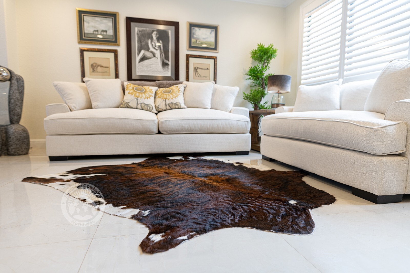 Real Cowhide Rug Dark Brindle - Size 6x6-7'