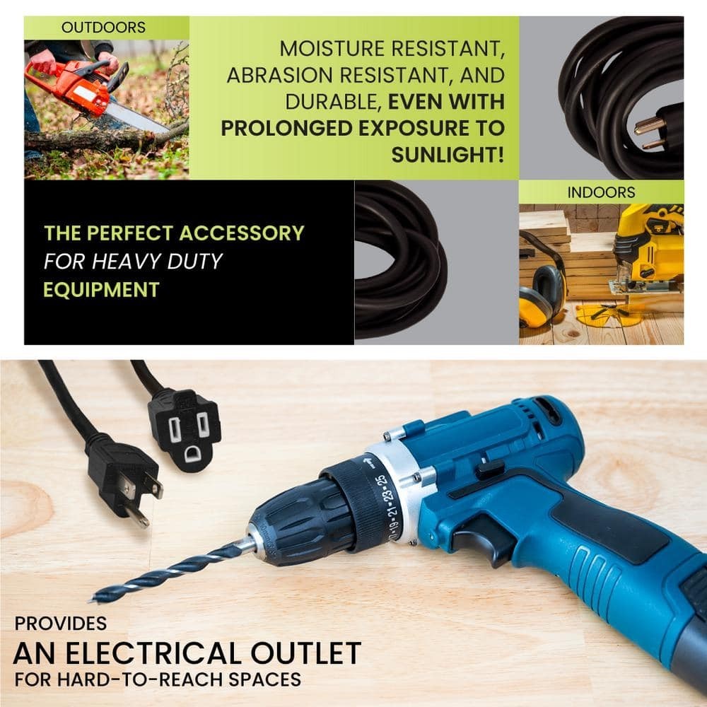 GoGreen Power 25 ft. 16/3 Heavy Duty Extension Cord - Black