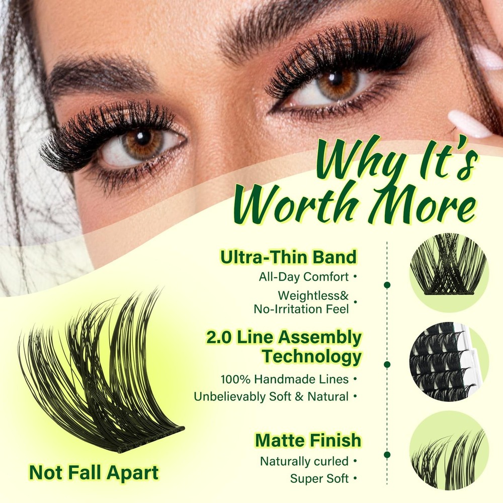 Lash Clusters Kit 144pcs Thick Volume D Curl Eyelash Clusters Lash Extension ...