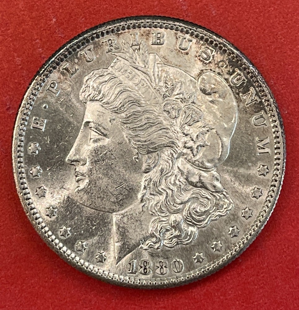 1880 S Morgan Silver Dollar, Gem Uncirculated.