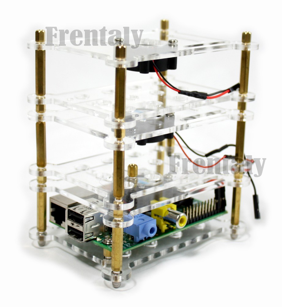 Raspberry Pi Acrylic Stackable Case, Fan, Aluminum Heatsink Best Overclock Kit