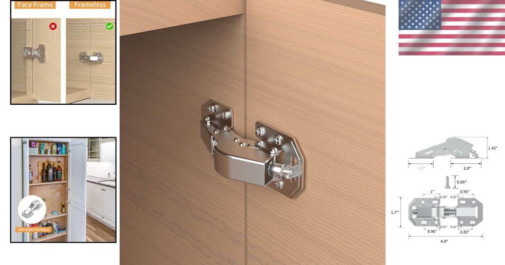 Satin Nickel Soft Close Spring Hinges - 20 Count, Quick Install, Durable Design