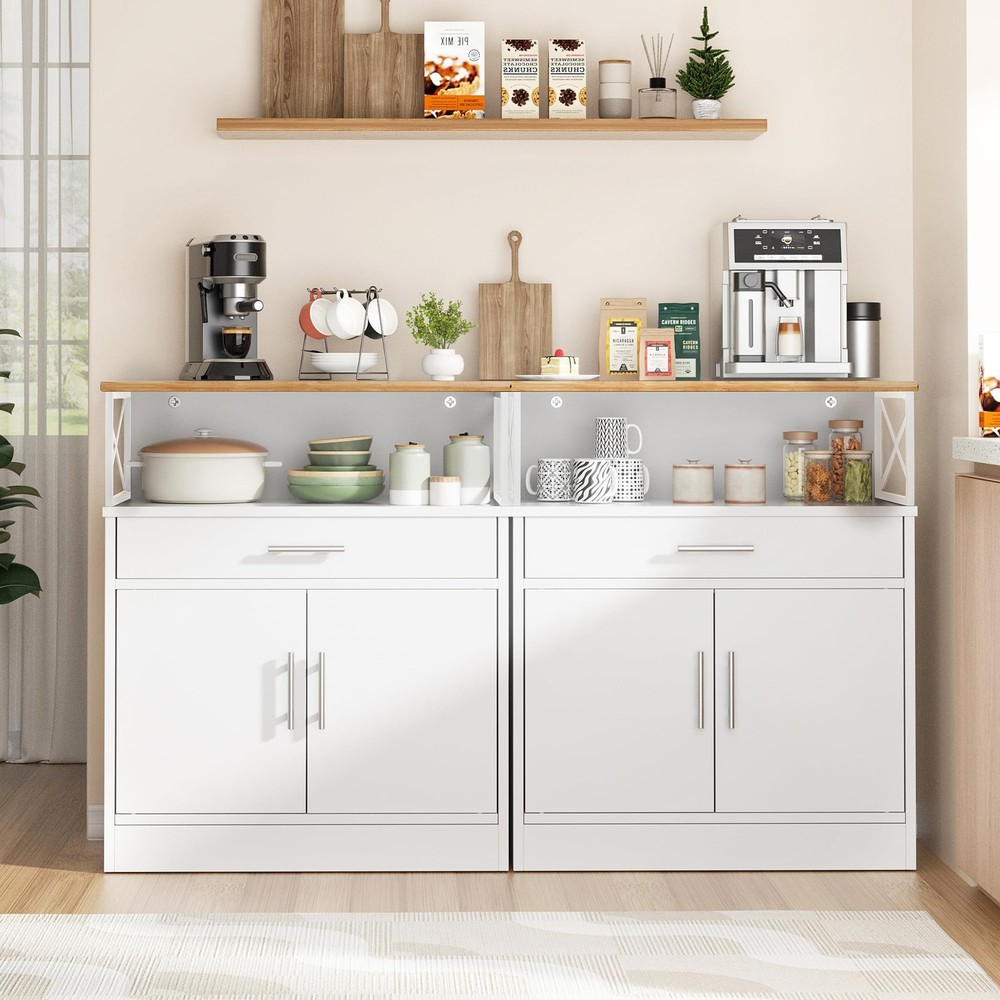 Kitchen Buffet Cabinet with Adjustable Shelf, Modern Kitchen Storage Cabinet,...