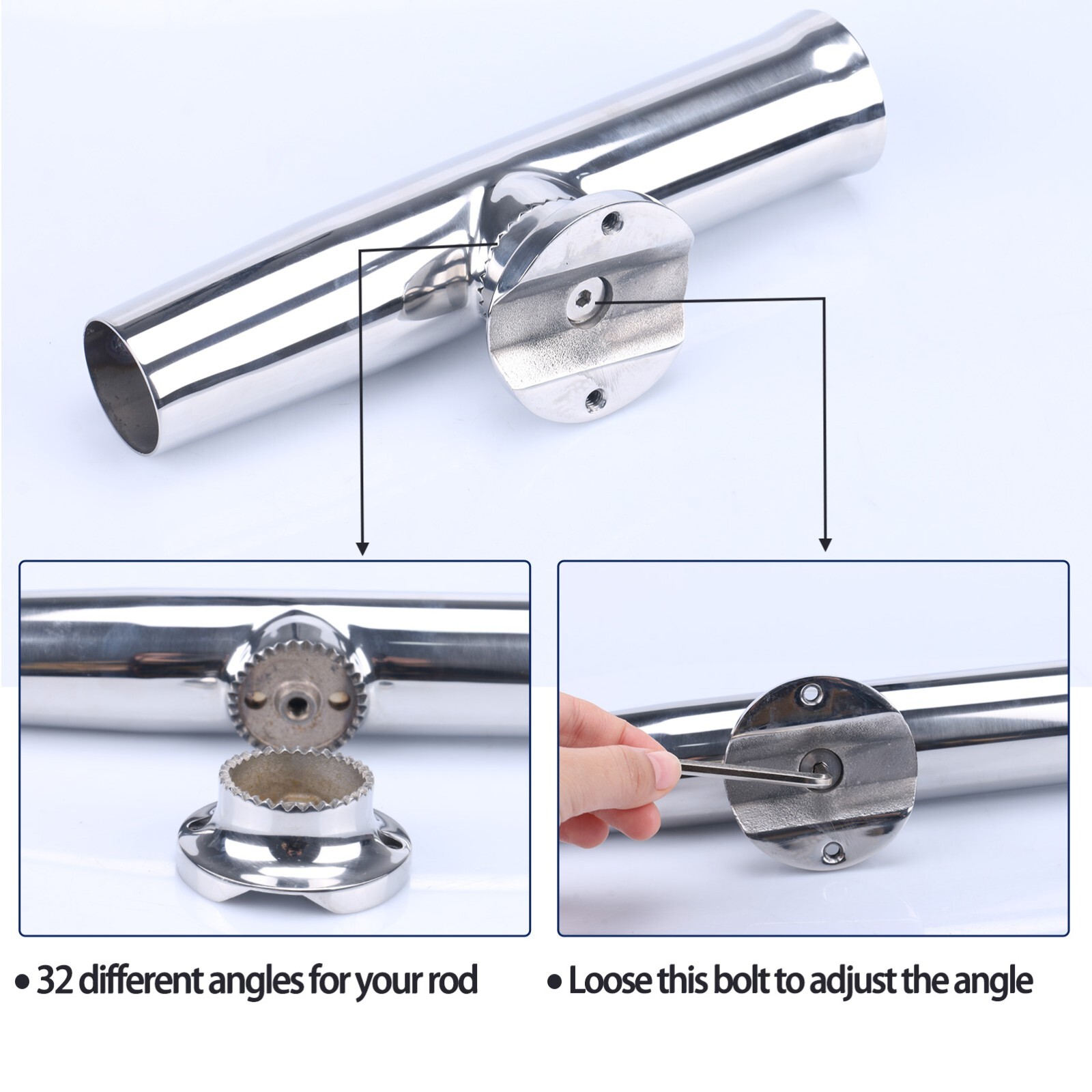 4X Marine Fishing Rod Holder 316 Stainless Steel Clamp on 1-1/4" -2" Rod Holder