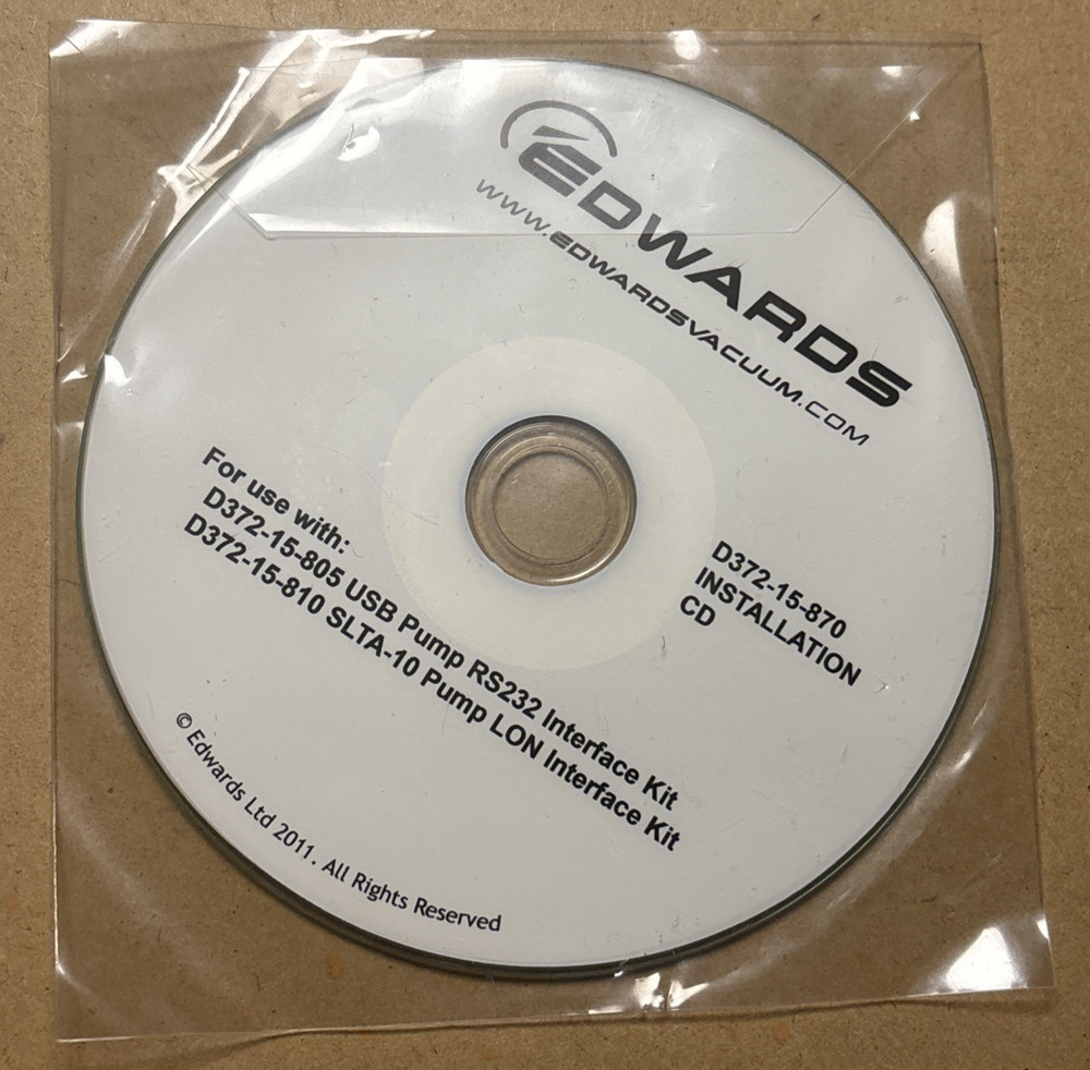 Edwards High Vacuum Installation CD for D372-15-870