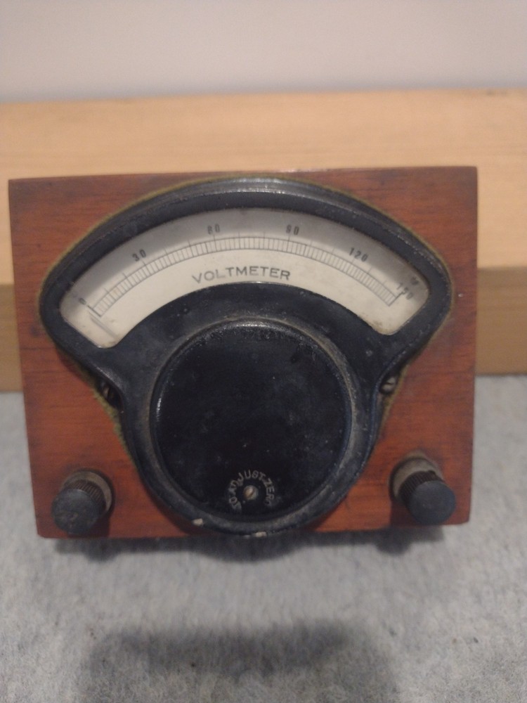 Antique Oak Hoyt Electrical Instrument Working Voltmeter