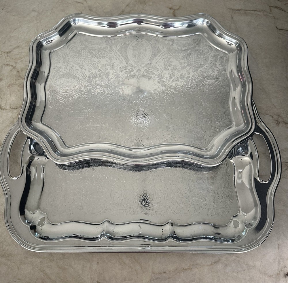 Two Chrome Plated Serving Platters, One Irvingware