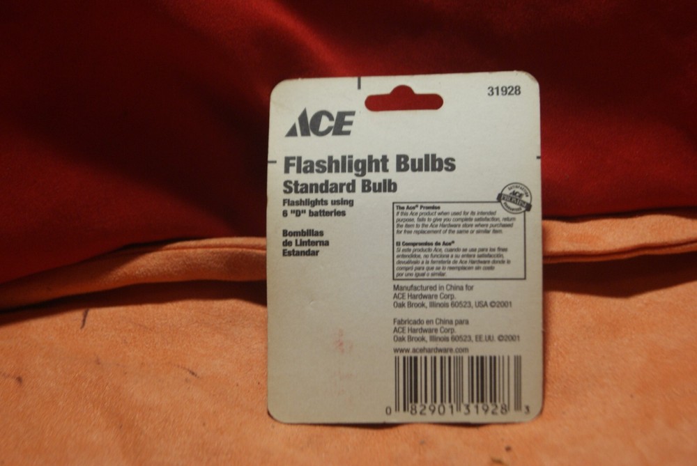 2-2packs Ace Flashlight Bulbs Standard Bulb 6-D Batteries