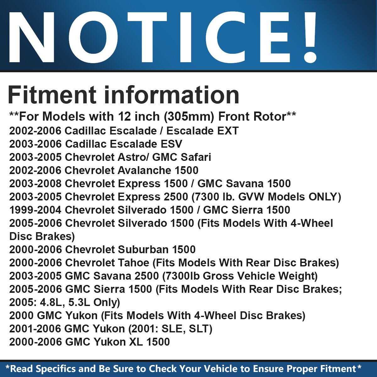 Front Drilled Rotors Ceramic Brake Pads for 2003-05 Silverado Sierra 1500 Tahoe