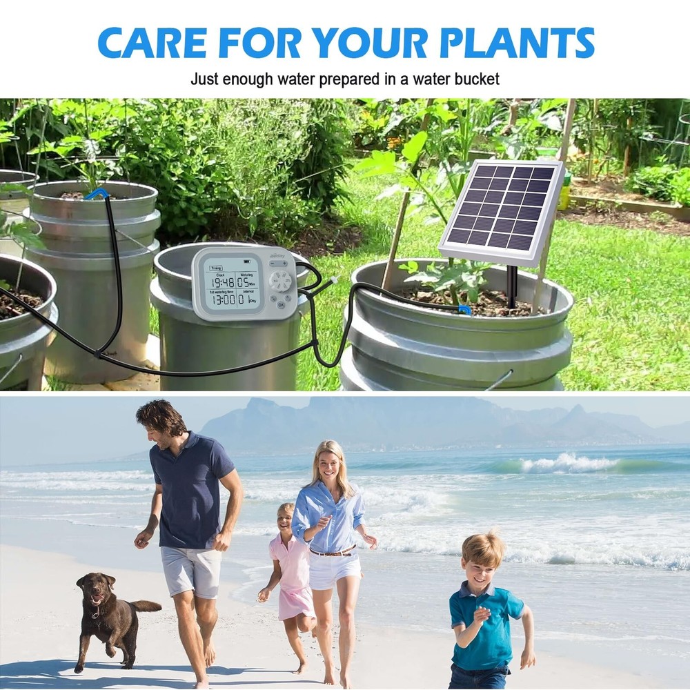Solar Automatic Drip Irrigation System Houseplant Auto Self Watering Device W...