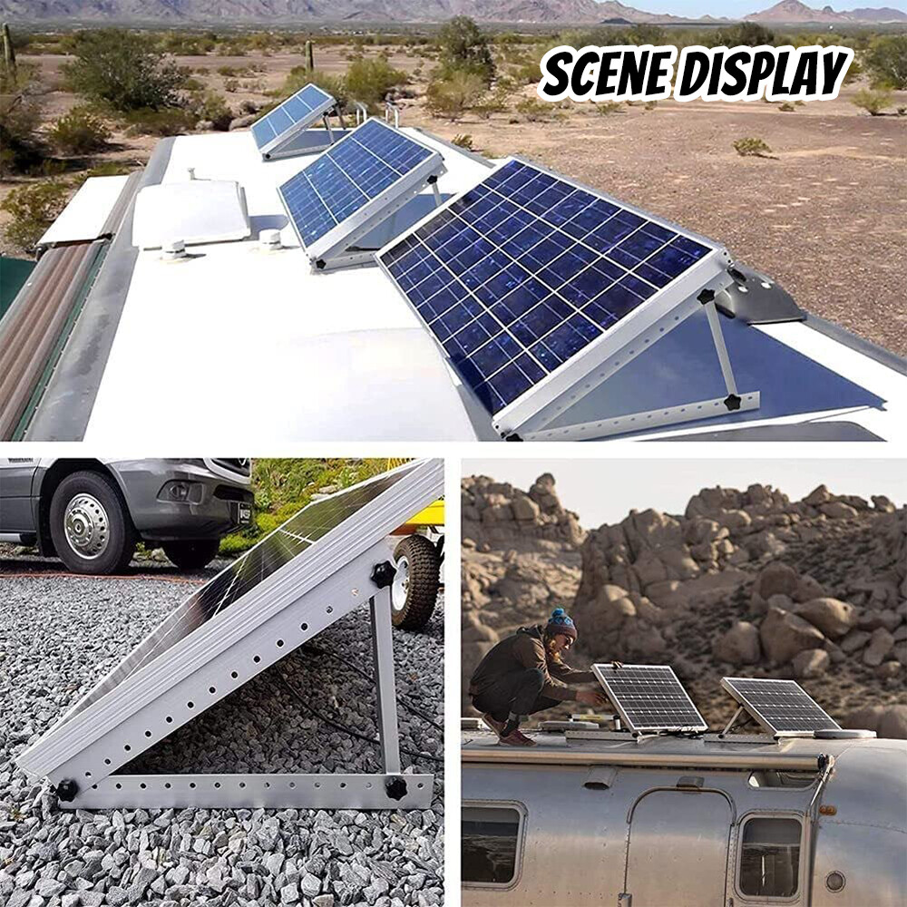 2x 28" Solar Panel RV Tilt Mount Brackets Kit Roof Flat Surface Adjustable Frame