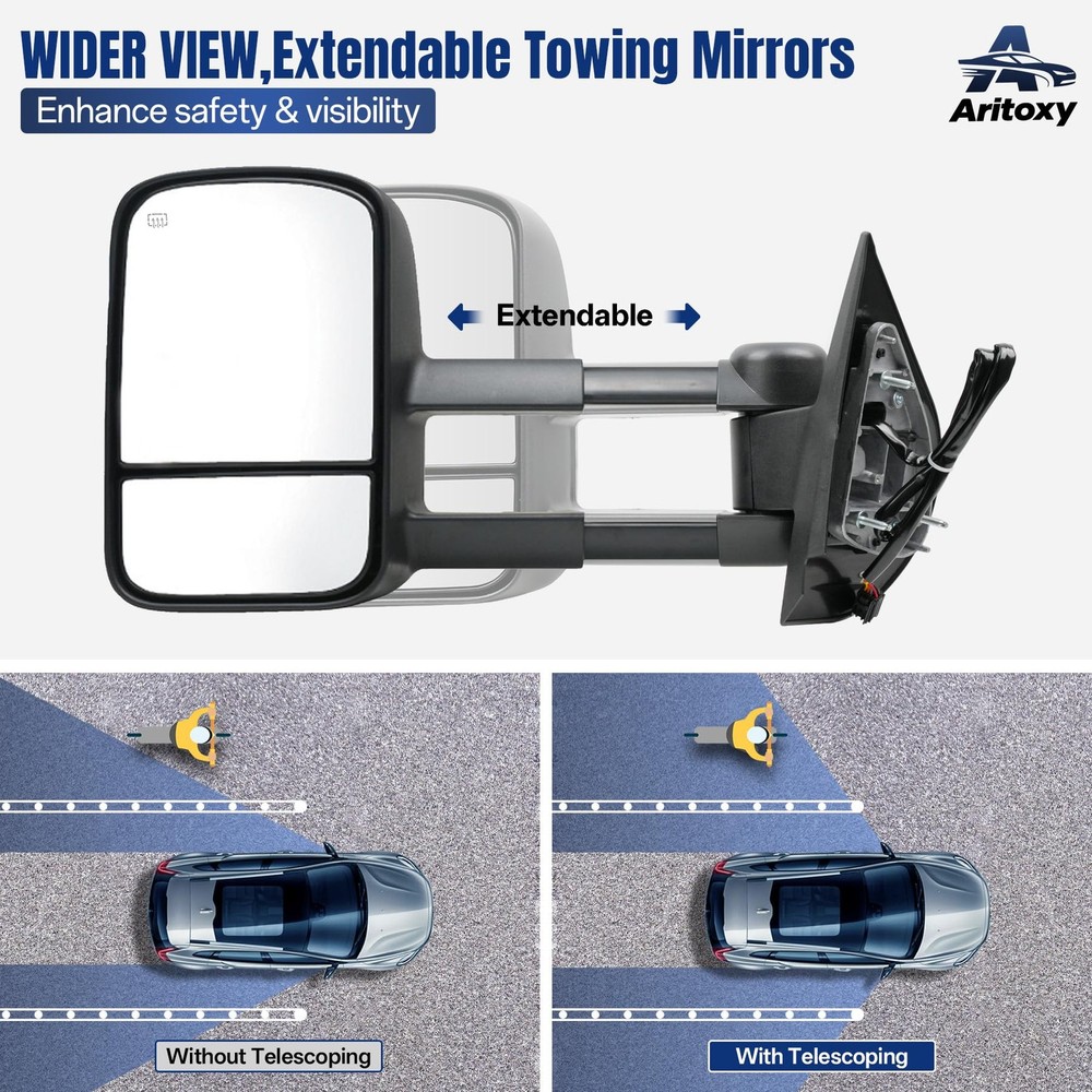 Aritoxy Driver Left Towing Mirrors Power Compatible with Mirror, Black