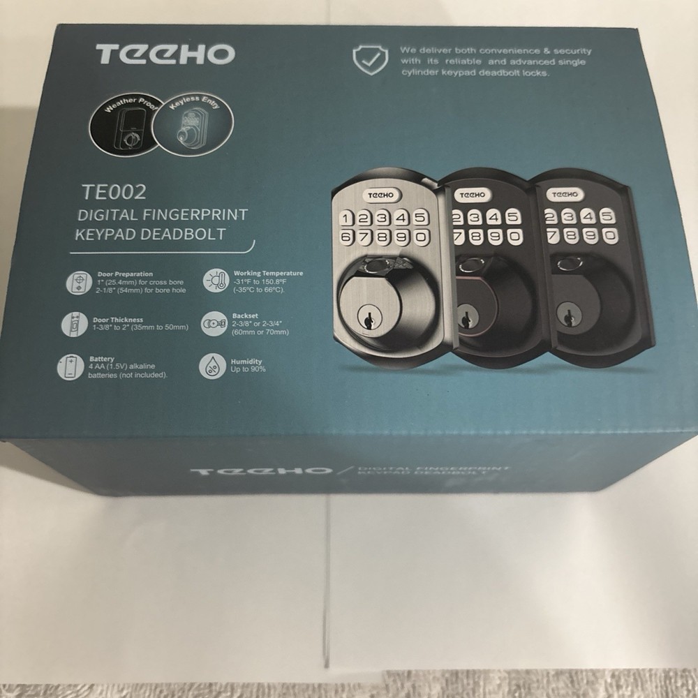 Digital Fingerprint Keypad Deadbolt Silver Black.