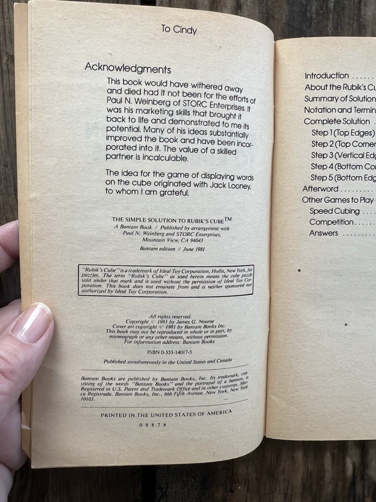 The Simple Solution To Rubik’s Cube, Book