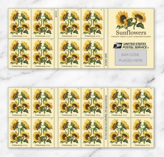 US Sunflowers Forever Stamp Booklet (available after Mar 14)