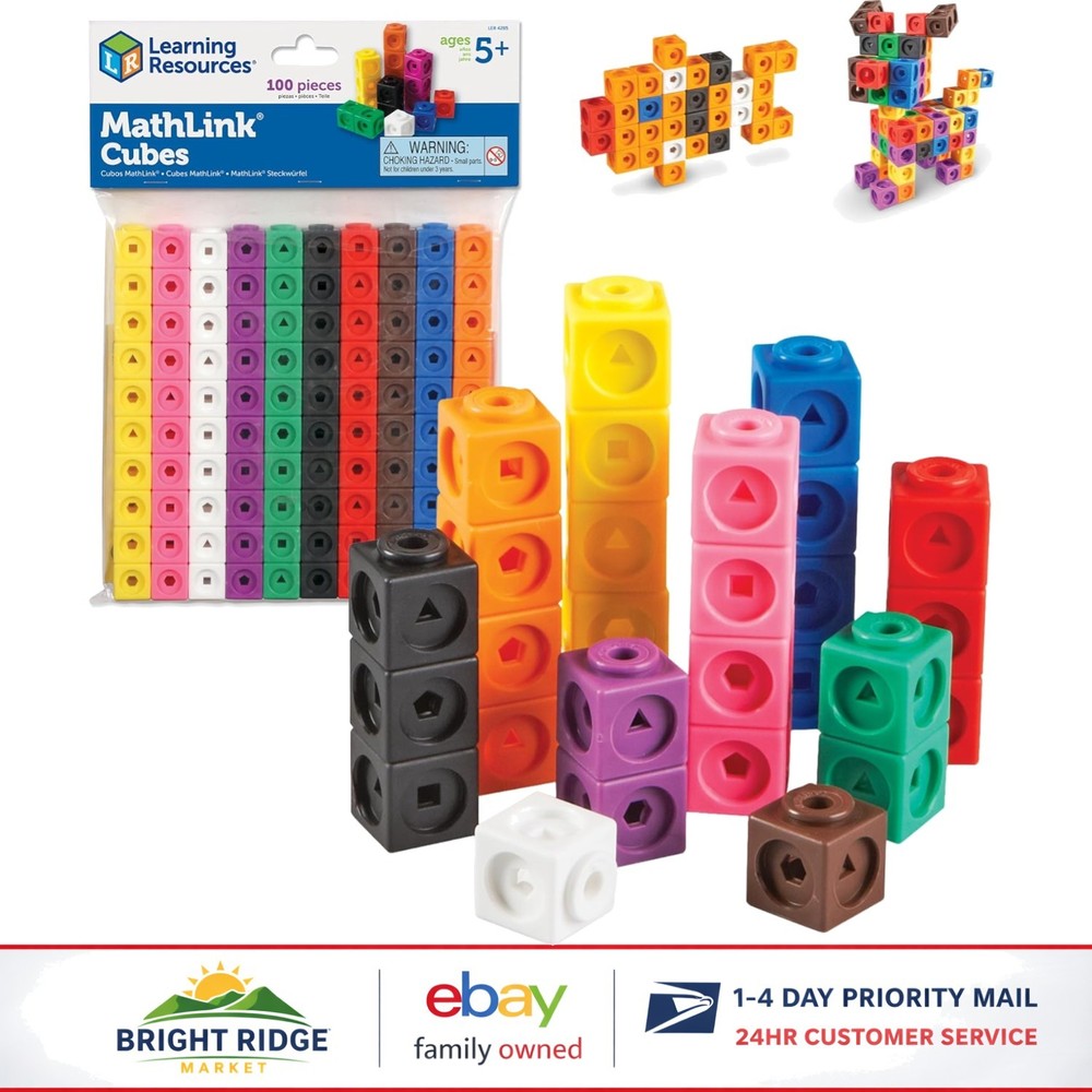 Counters for Kids - 100 Math Cubes for Shape and Color Identification
