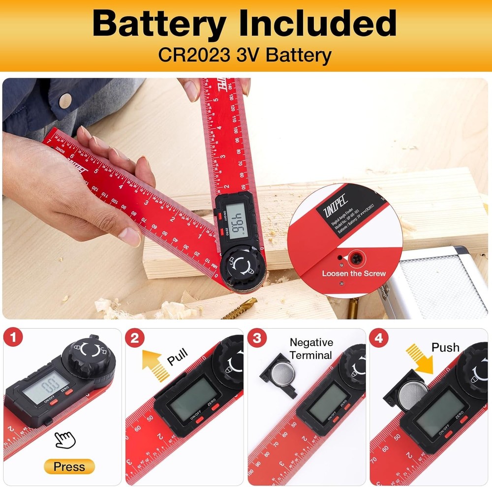 Digital Angle Finder Protractor, 7" / 200 mm Angle Measuring Tool with LCD Displ