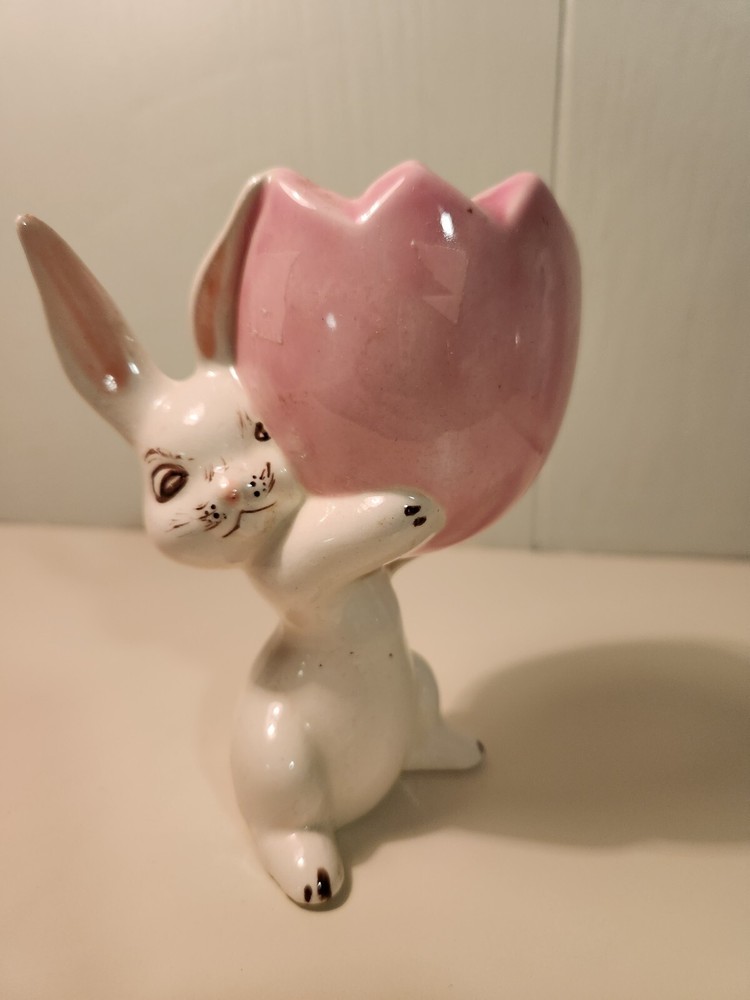 EASTER Bunny CANDY DISHBunny Rabbit with Egg Trinket Dish