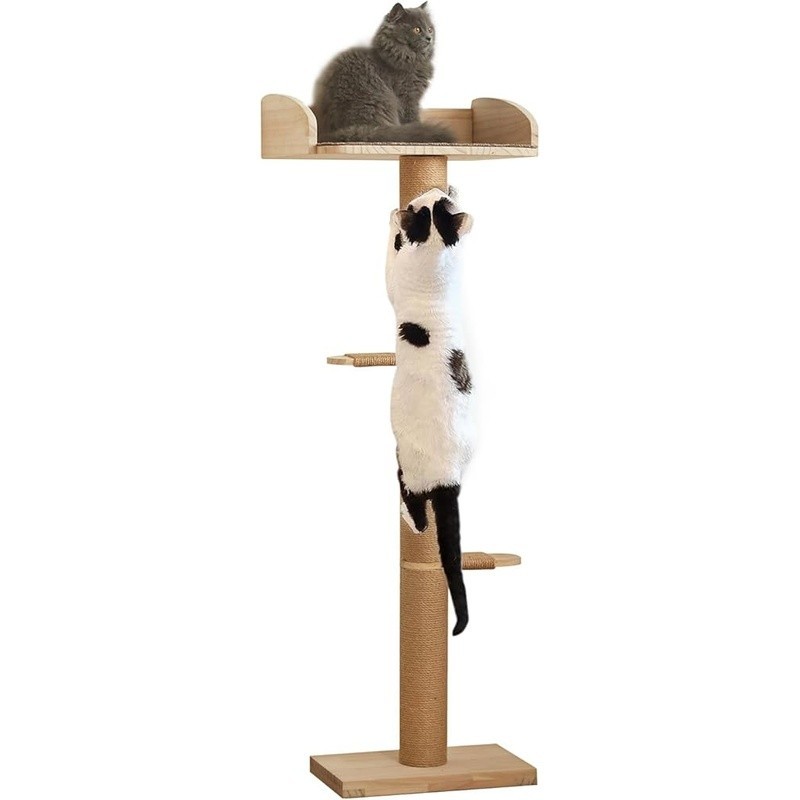 Sturdy Adjustable Cat Window Perch Tree W/ Scratching Post & Suction Cups New