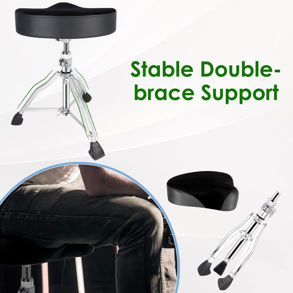 Drum Throne Drum Seat Height Adjustable,Rotatable Padded Drum Stools Motorcyc...