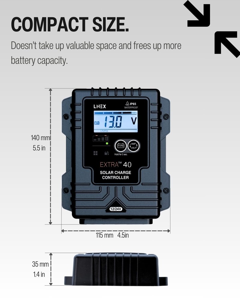 Solar Charge Controller Waterproof, 40A Solar Panel Regulator with Temp Senso...