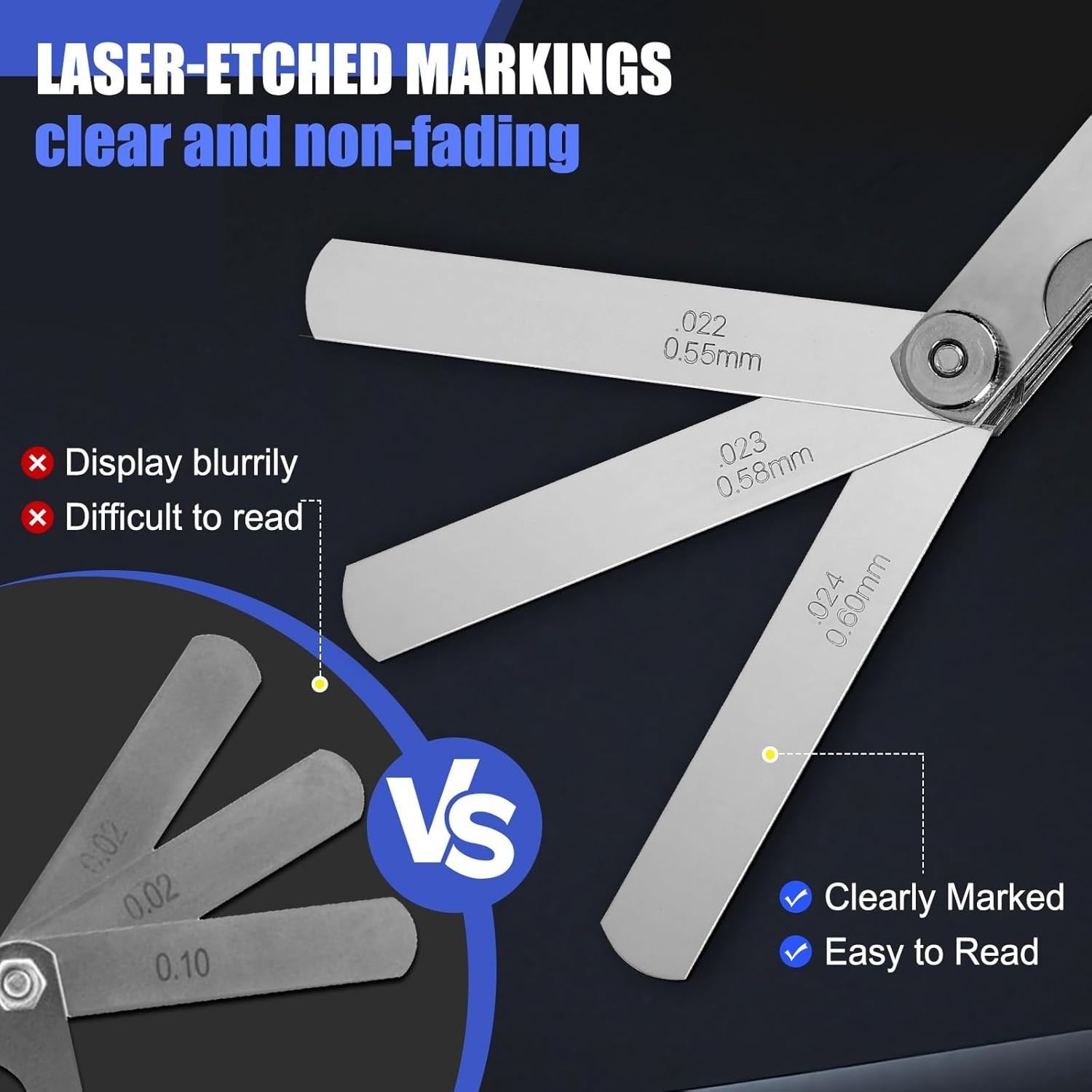 Calibrador De Valvulas Medir Espesores 16 Hojas Juego De Galgas Acero Inoxidable