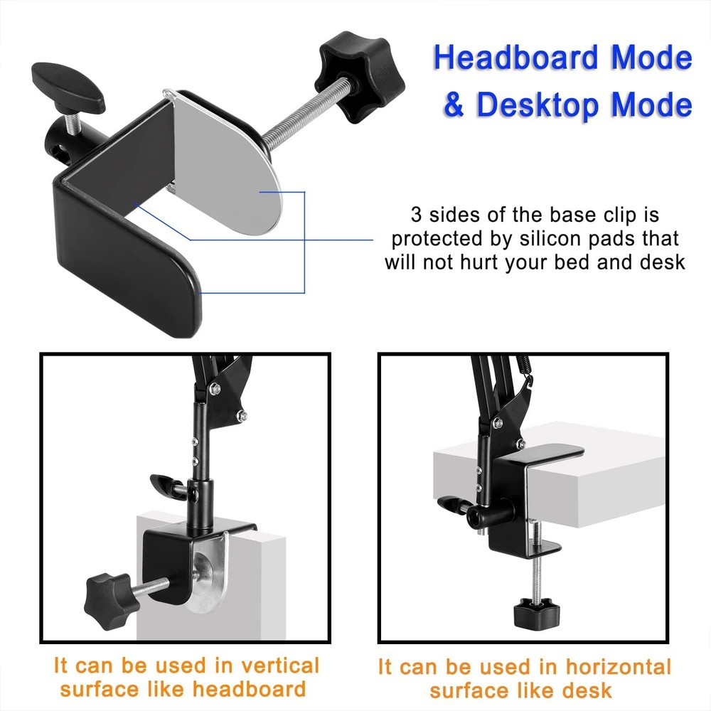 Universal Tablet Stand, iPad Holder for Bed Desk Bedside, 360° Adjustable