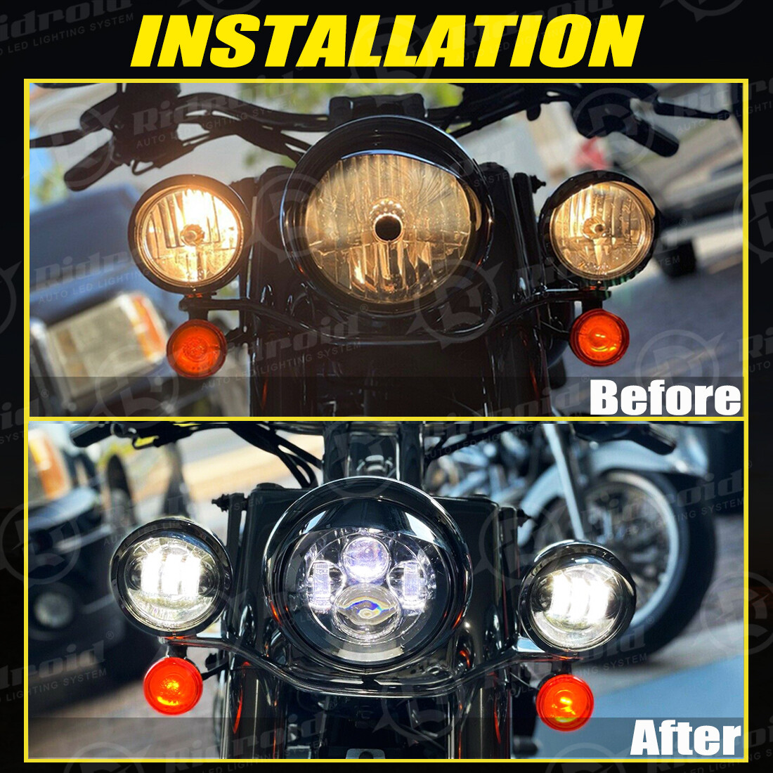 7" inch LED Headlight +4.5" Passing Lights For Harley Davidson Touring Road King