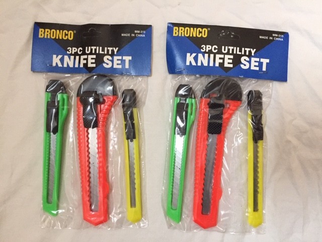 Bronco 3 pcs Utility Knife / Box Cutter Set