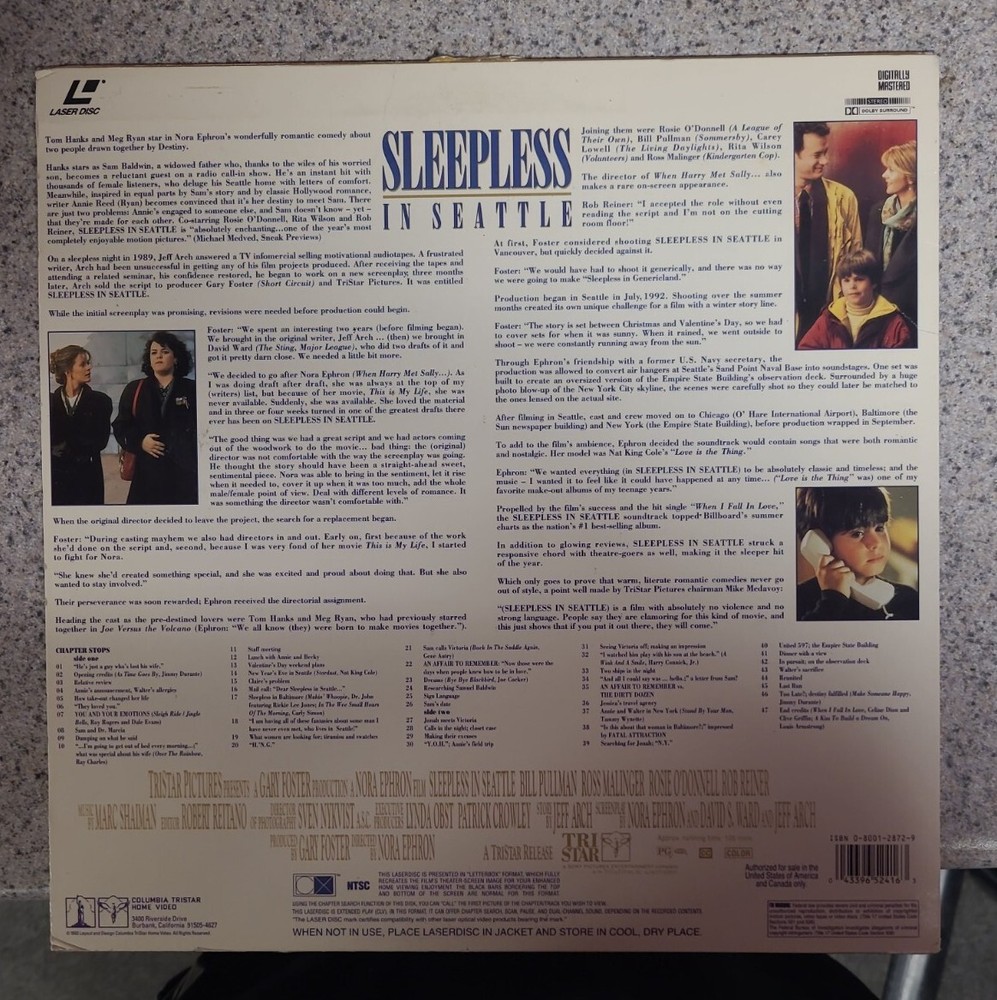 Sleepless In Seattle Laser Disc