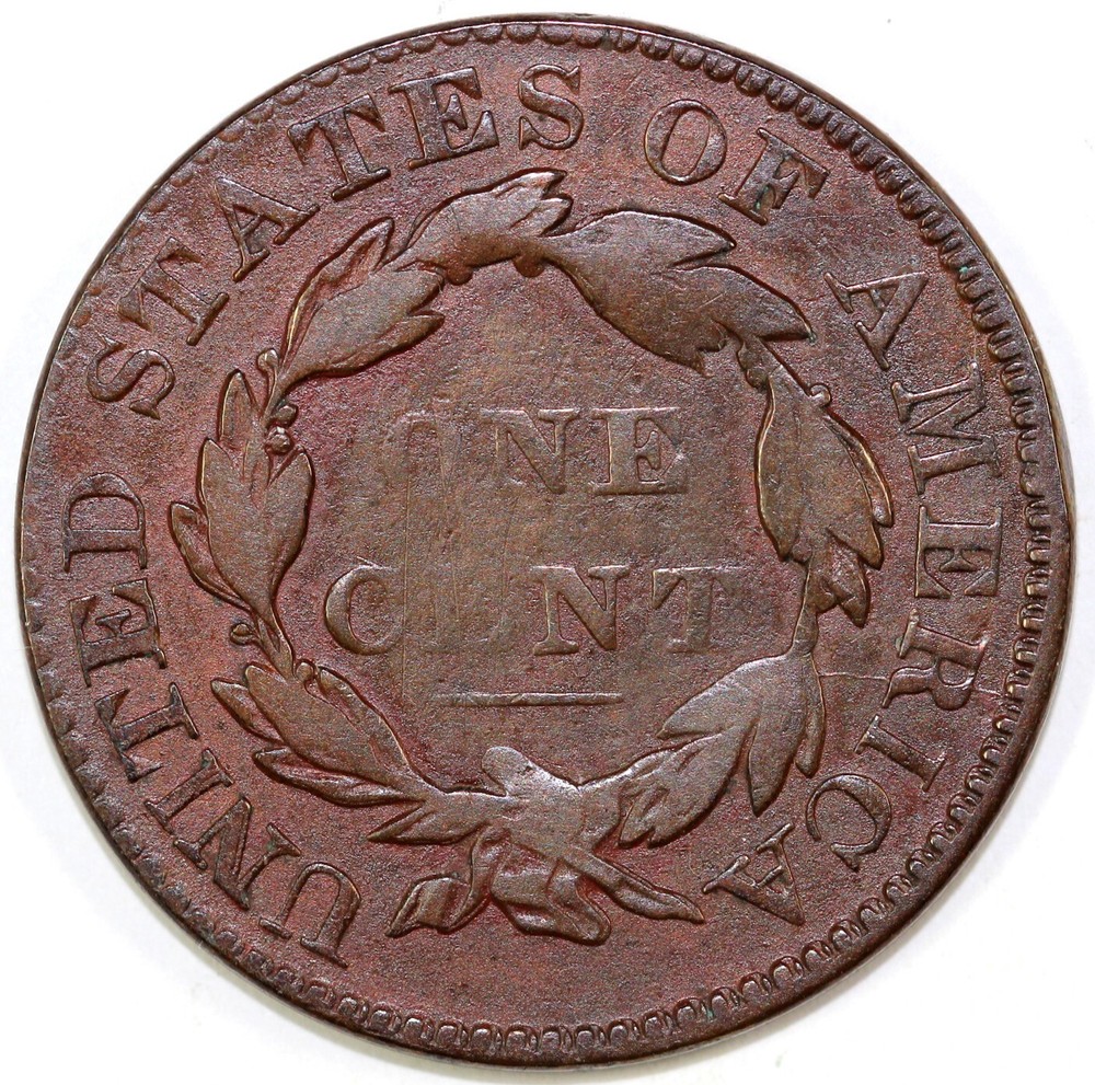 1829 1c N-4 Coronet or Matron Head Large Cent