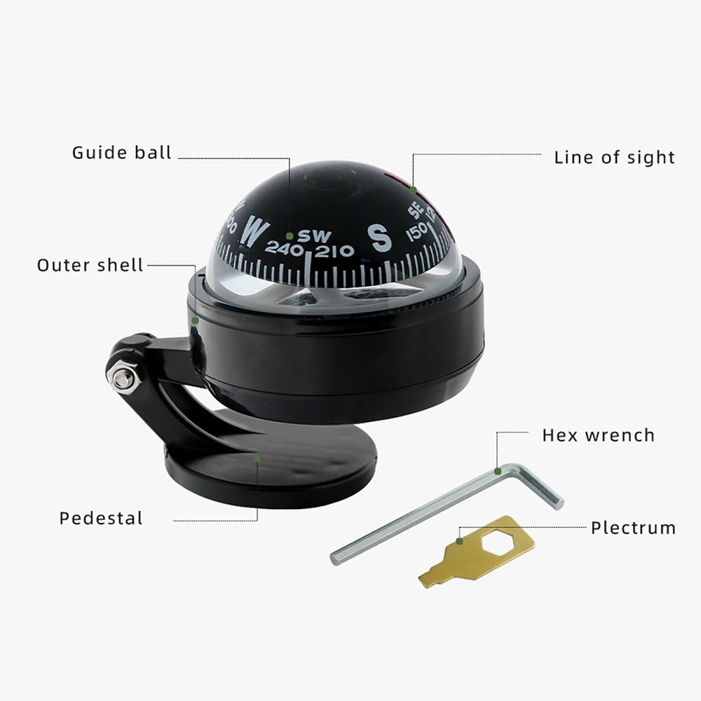 Adjustable Compass For Car Dashboard Self Adhesive Auto Dashboard Compass Ball