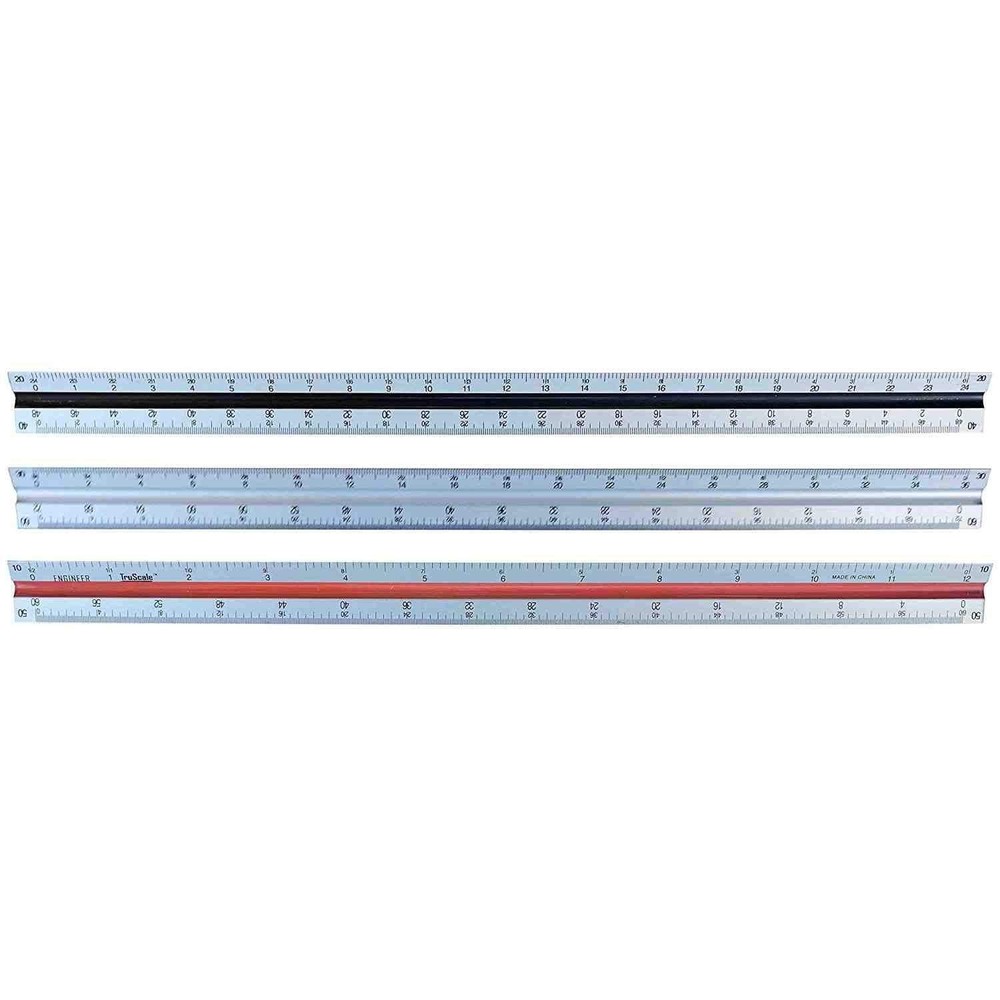 Triangular Engineering Scale Aluminum Ruler for Architects, Engineers and Stu...