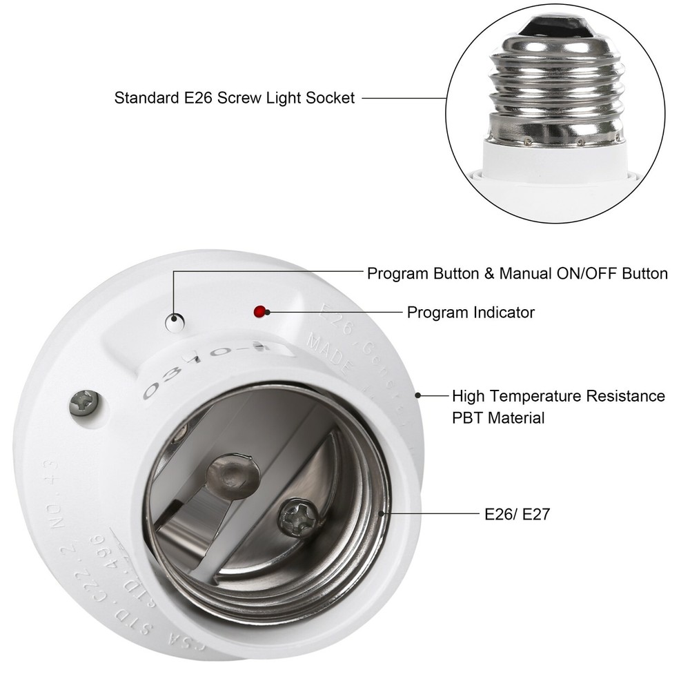DEWENWILS Remote Control Light Lamp Socket Wireless Light Switch Kit E26/E27