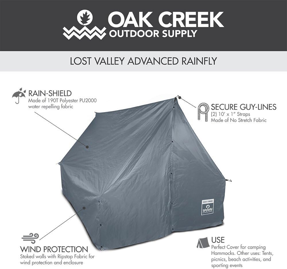 Oak Creek Advanced Hammock Rain Fly. 110 Inch Multipurpose Rainfly for...