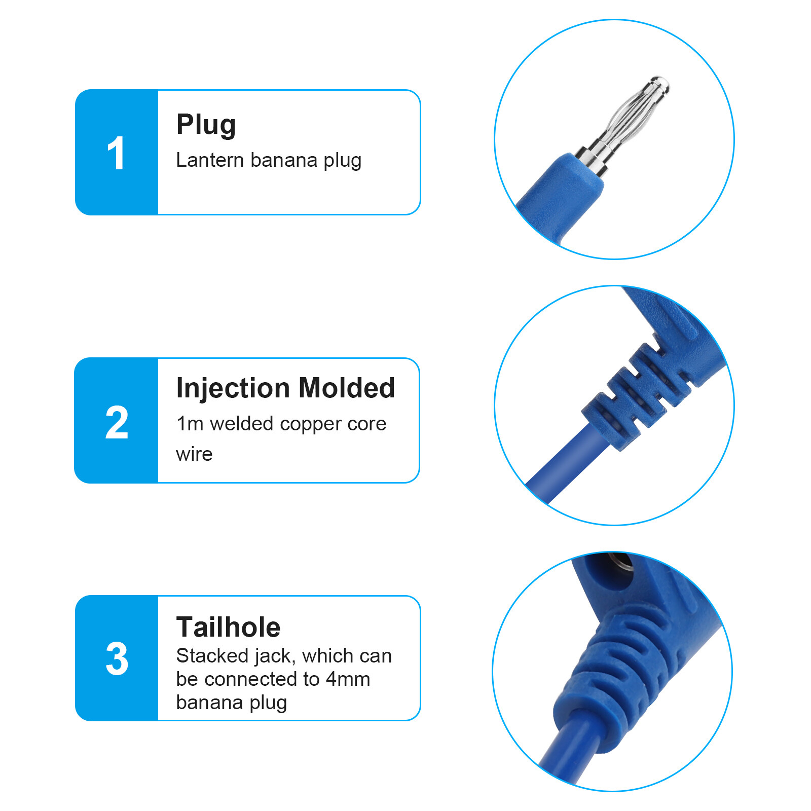 5Pcs Stackable Banana to Banana Plug Test Lead Soft Wire Cable for Multimeter