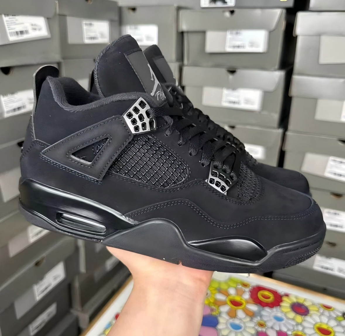 Jordan 4 ''Black Cat'' retro Basketball Men's Size Shoes- Black Mid Top Shoes