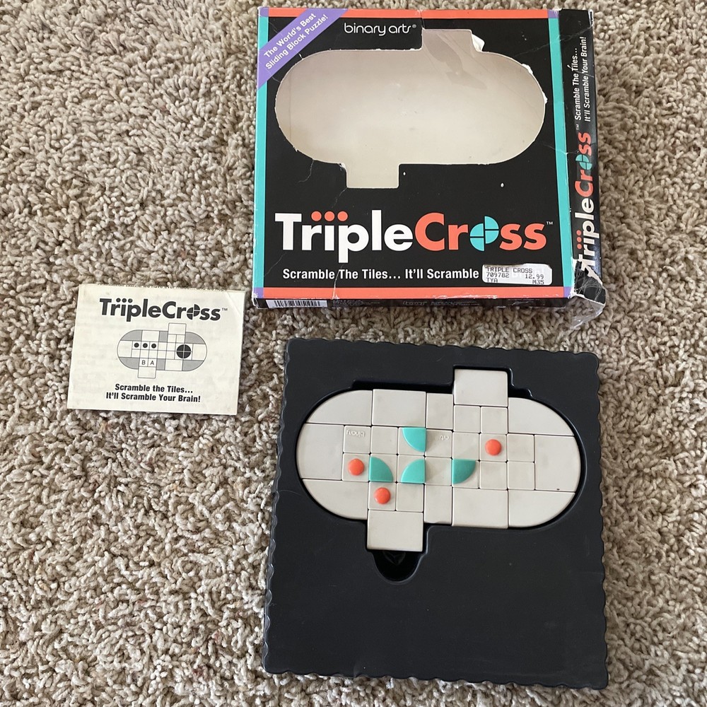 VINTAGE Triple Cross Puzzle Game COMPLETE Binary Arts 1995 Challenges Puzzles