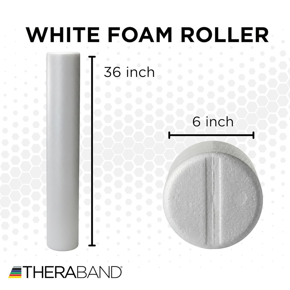 Pro Foam Roller, 6" X 36" Round; White Back Roller, Compact 6 Inch Diameter for