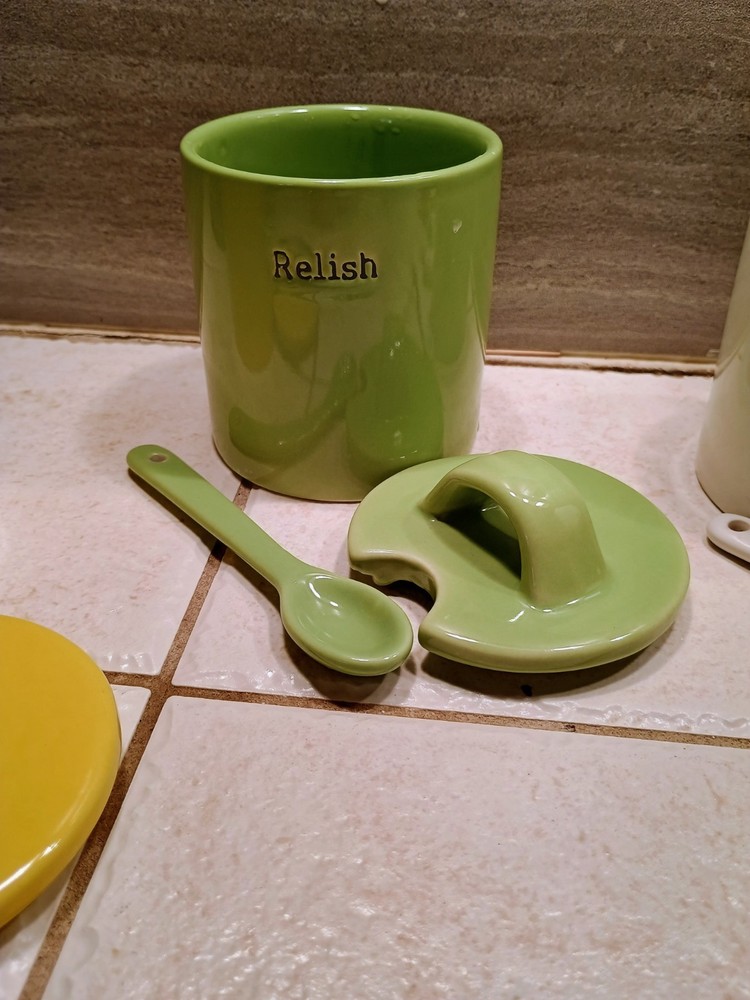 Ceramic Condiment Jars With Spoons