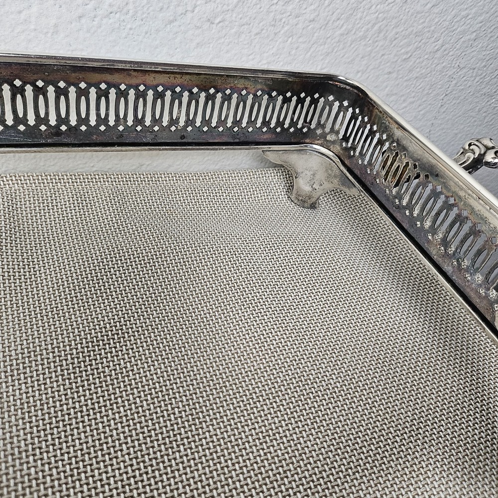 Vintage Oneida Silver Plated Pyrex Casserole Dish Holder Footed Serving Stand