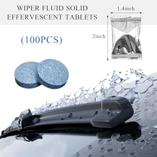100 PCS Car Windshield Washer Tablets, Auto Glass Wiper Solid Cleaning